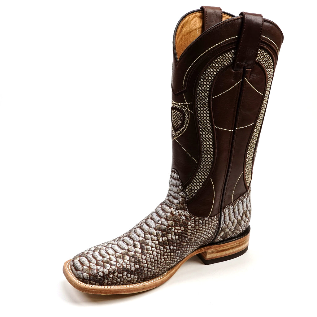 Python Camel - Embossed Leather - Square Toe (E913)