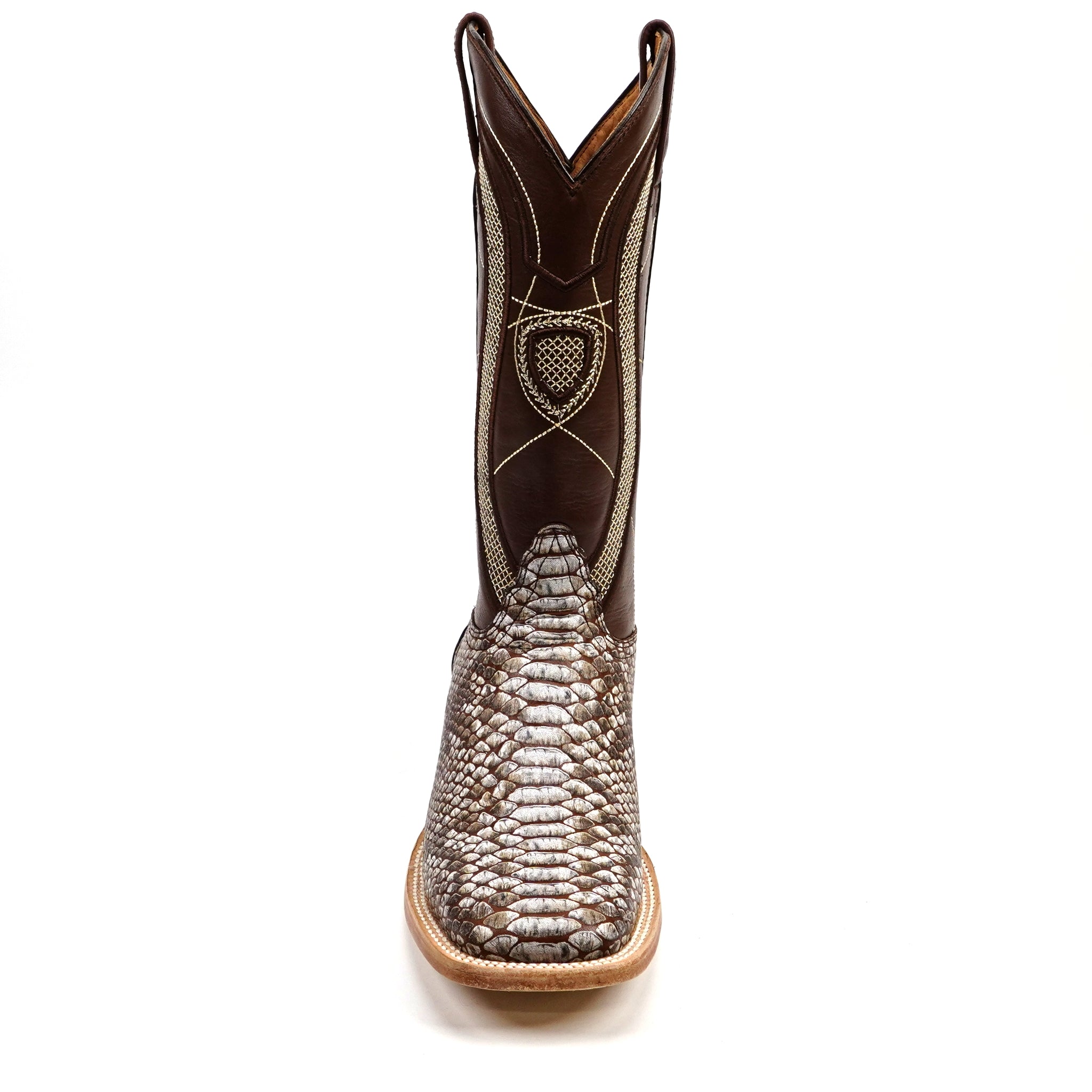 Python Camel - Embossed Leather - Square Toe (E913)