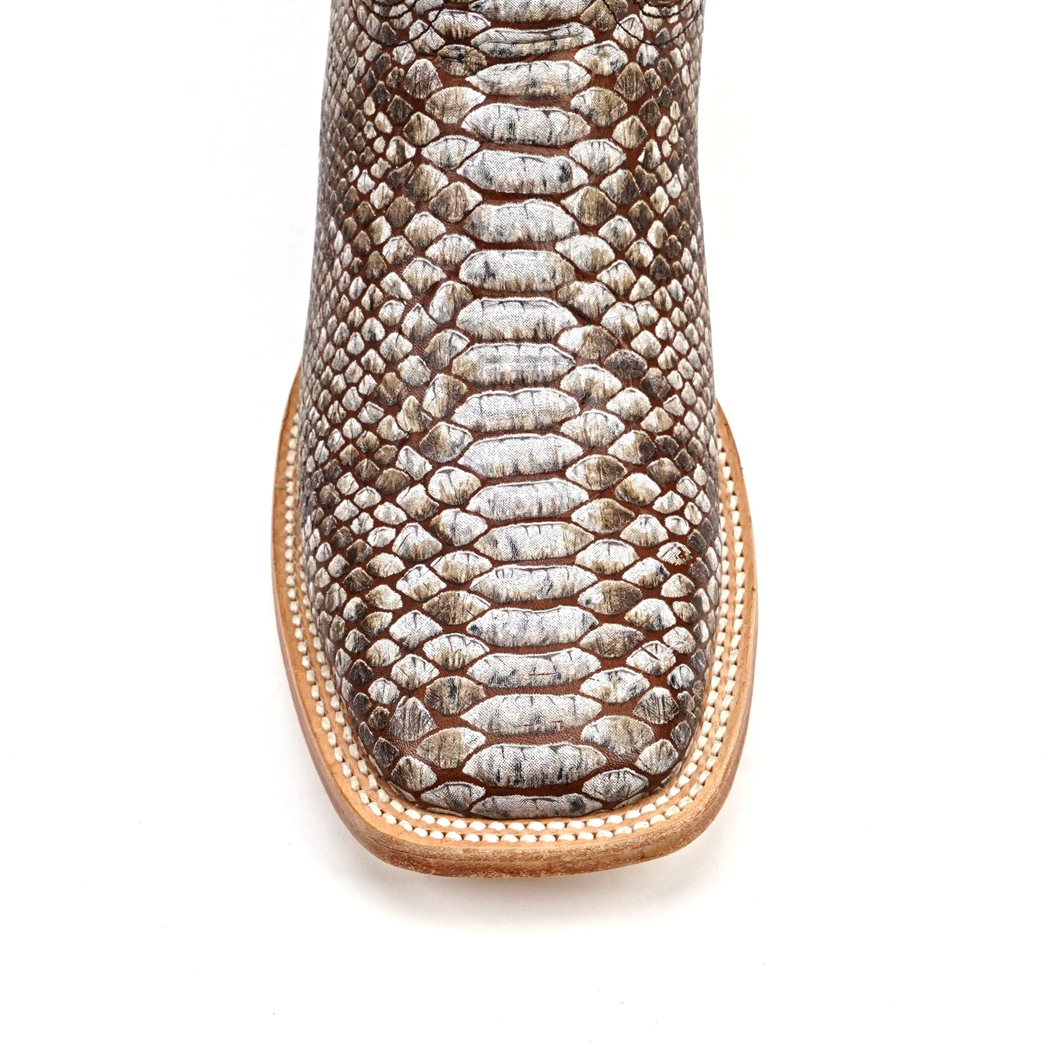 Python Camel - Embossed Leather - Square Toe (E913)