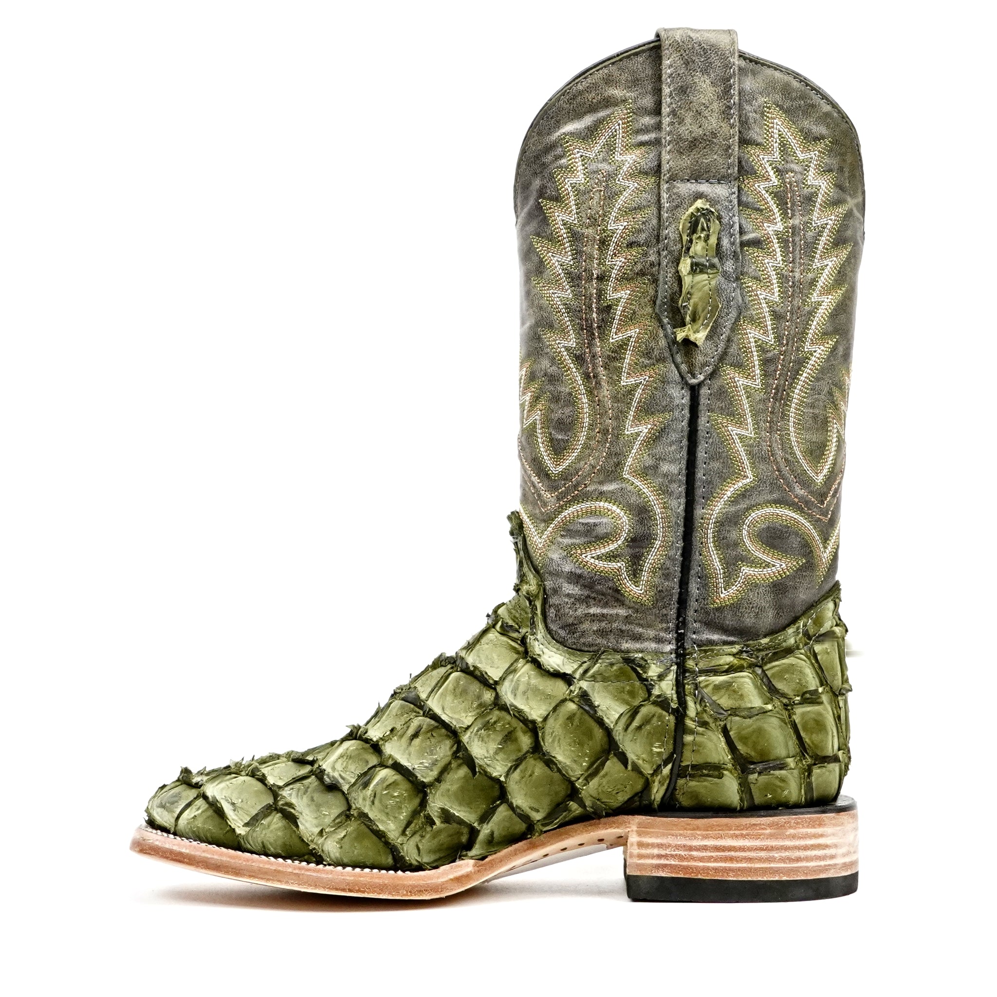 Connor Pirarucu Fish Boots - Agave - Square Toe (PZ60) - Gomez Western Wear