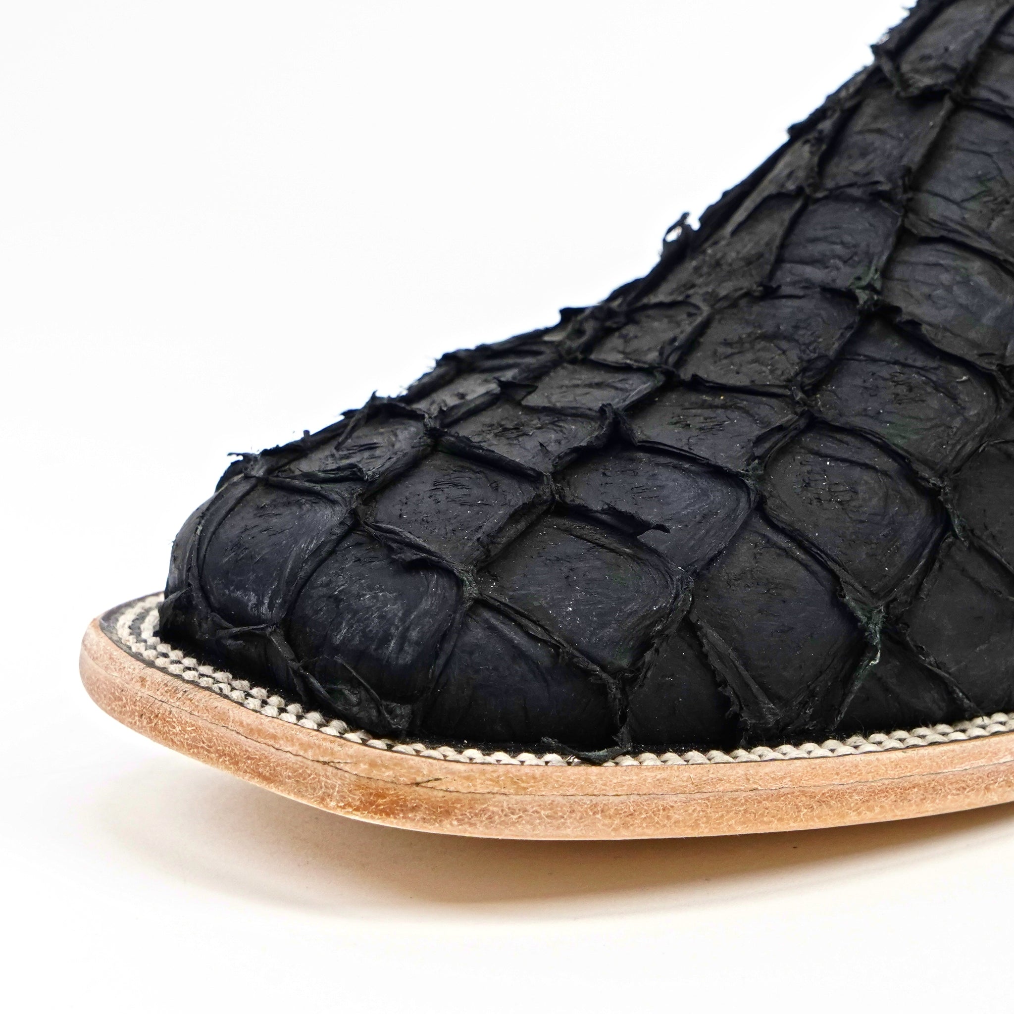 Connor Pirarucu Fish Boots - Matte Black - Square Toe (PZ60)