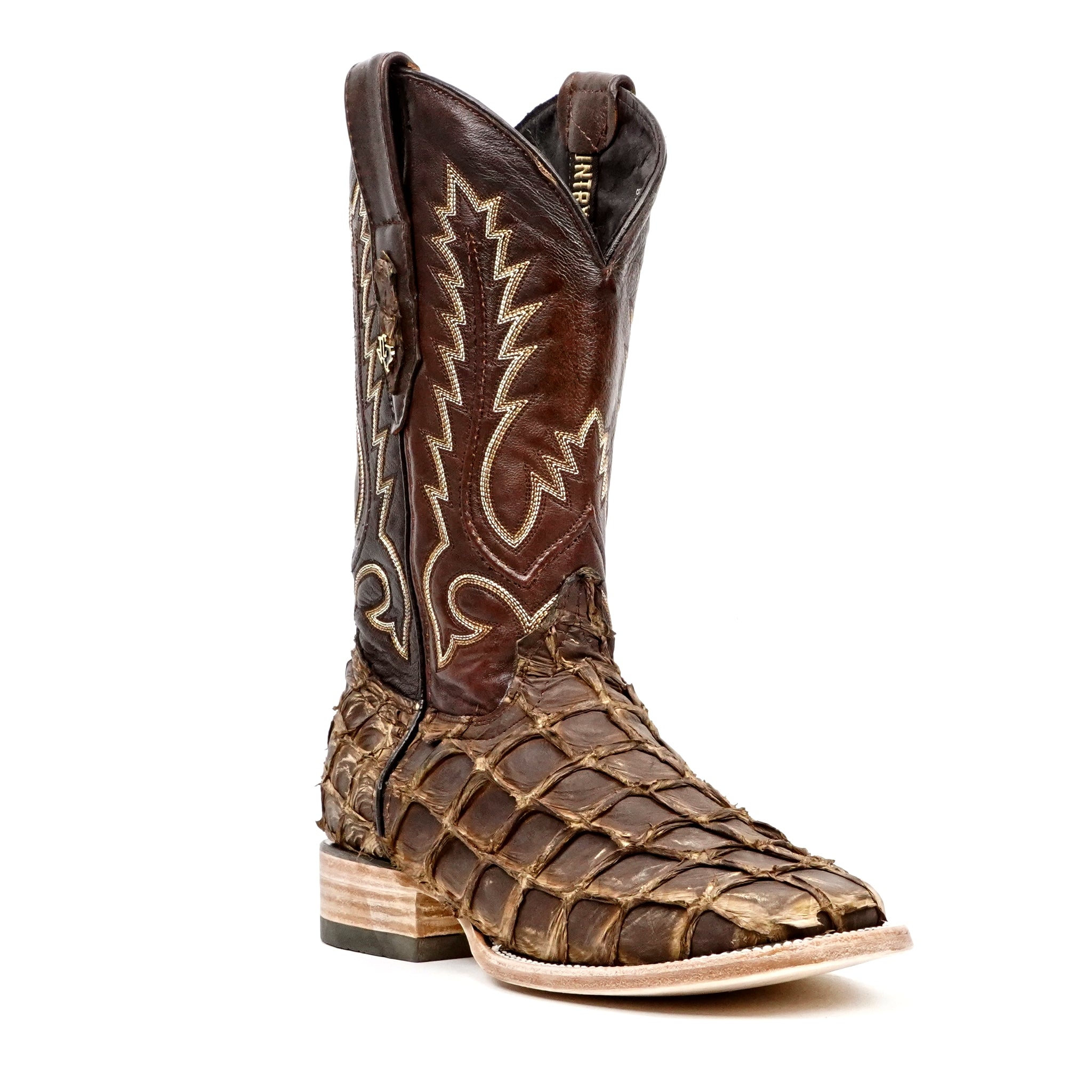 Connor Pirarucu Fish Boots - Orix Choco - Square Toe (PZ60) - Gomez Western Wear