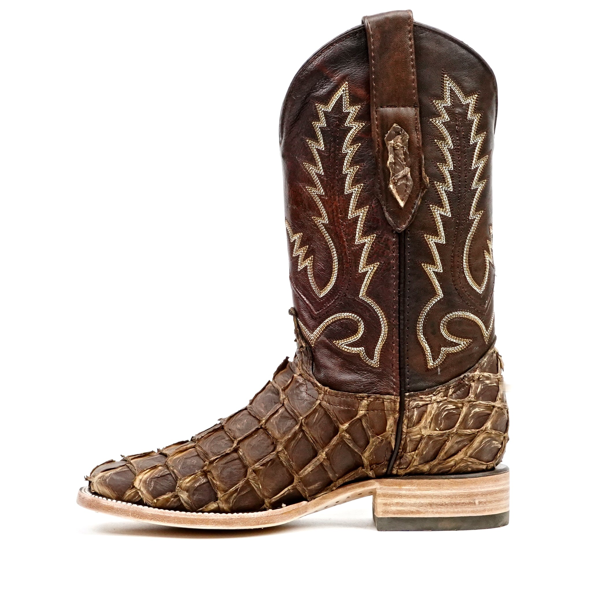 Connor Pirarucu Fish Boots - Orix Choco - Square Toe (PZ60) - Gomez Western Wear