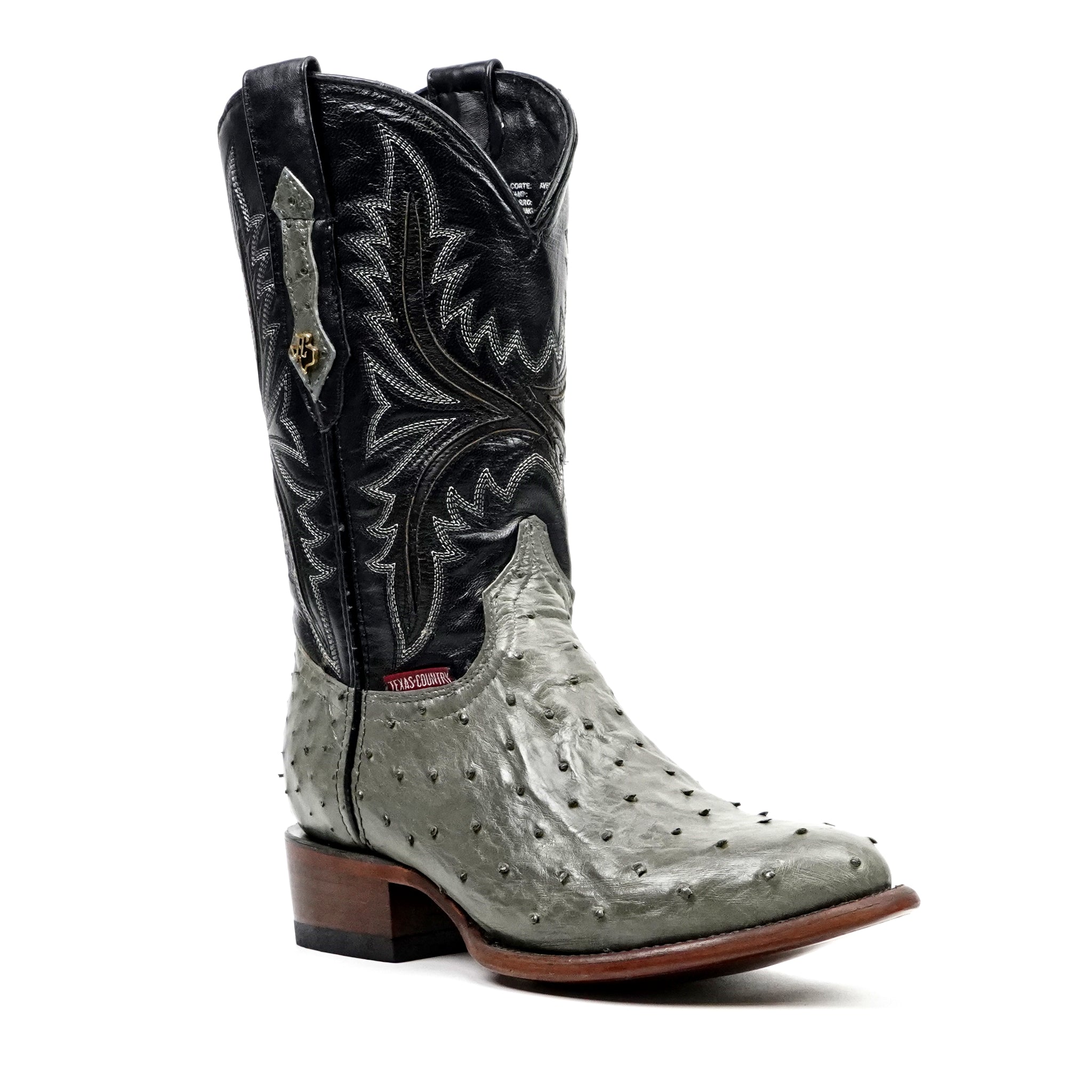 Austin Ostrich Boots - Oxford Gray - Round Toe (AV230)