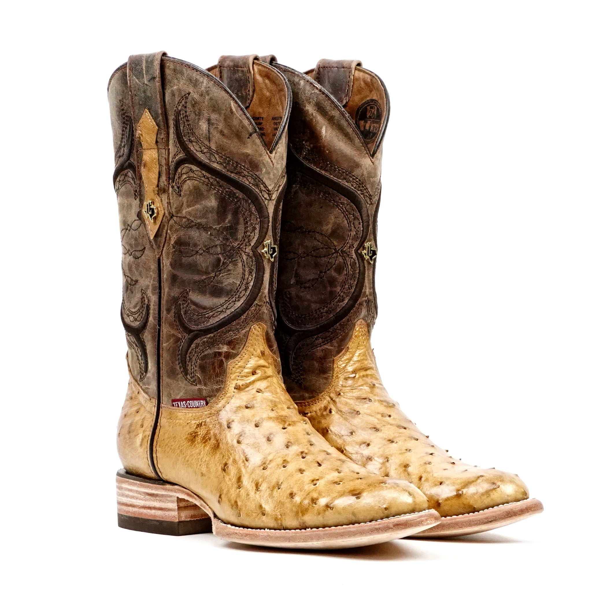 Austin Ostrich Boots - Antiguo - Punta Roper (AV201)