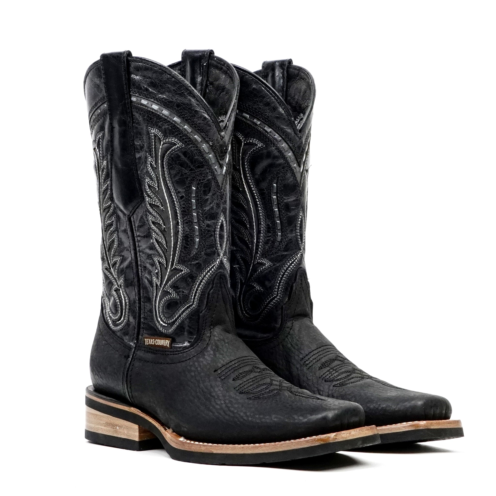 Botas de cowboy Cheyenne negras - Suela antideslizante - Puntera Rodeo (E28)