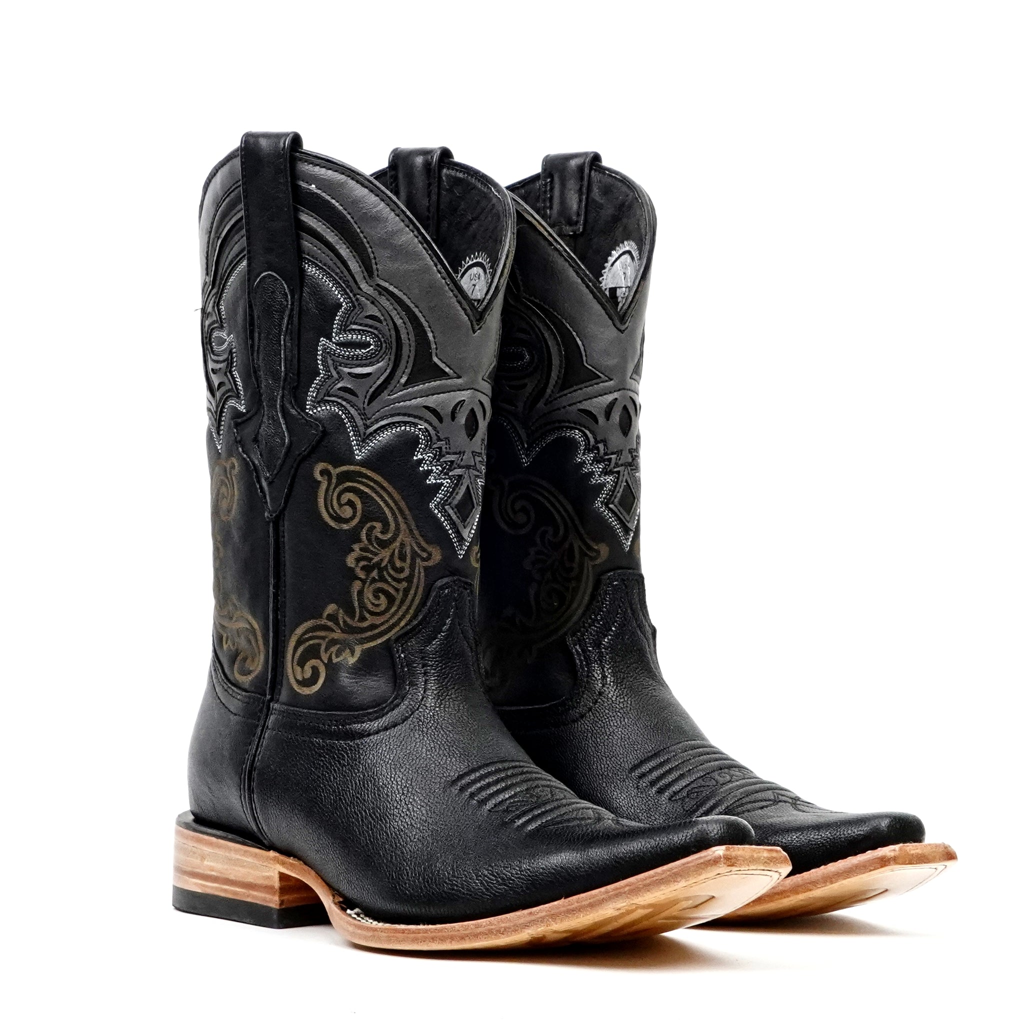 Botas negras de vaquero Rush - Punta recortada (E905)