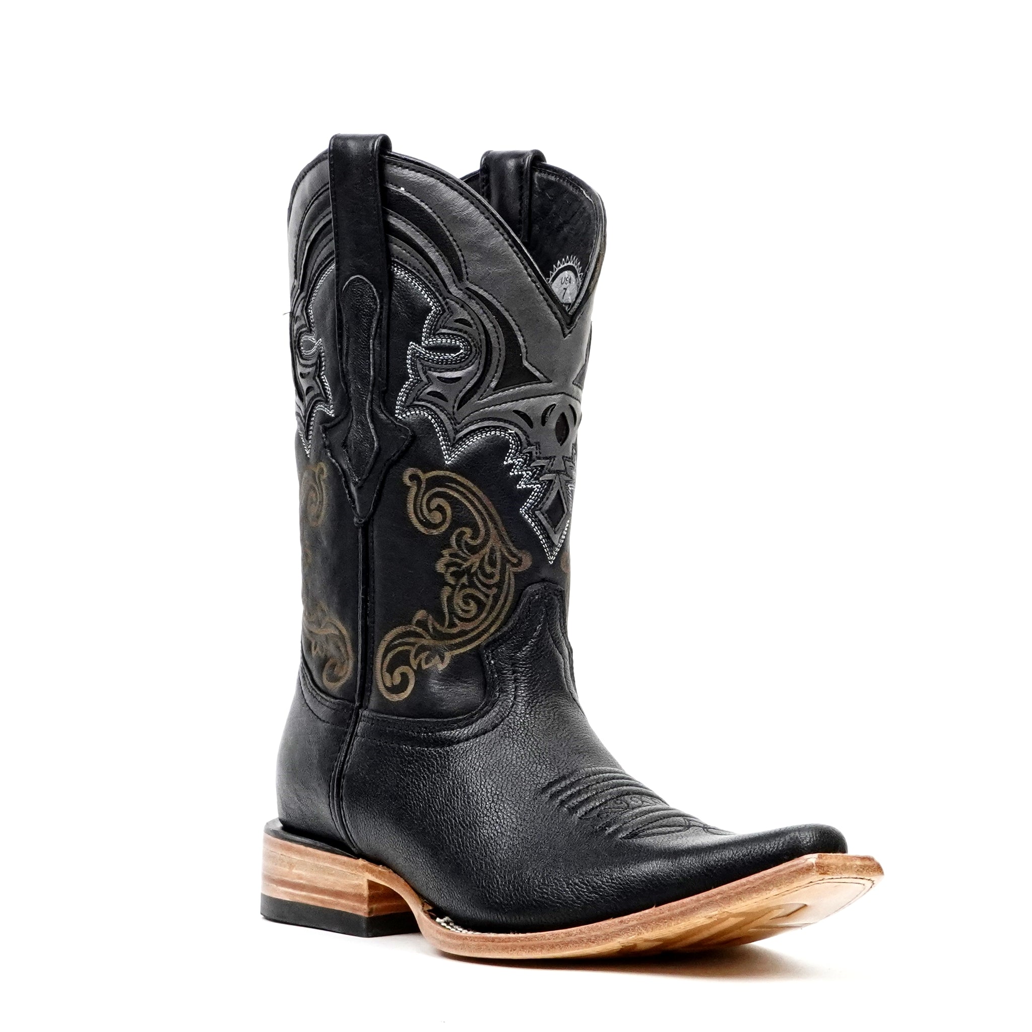 Botas negras de vaquero Rush - Punta recortada (E905)