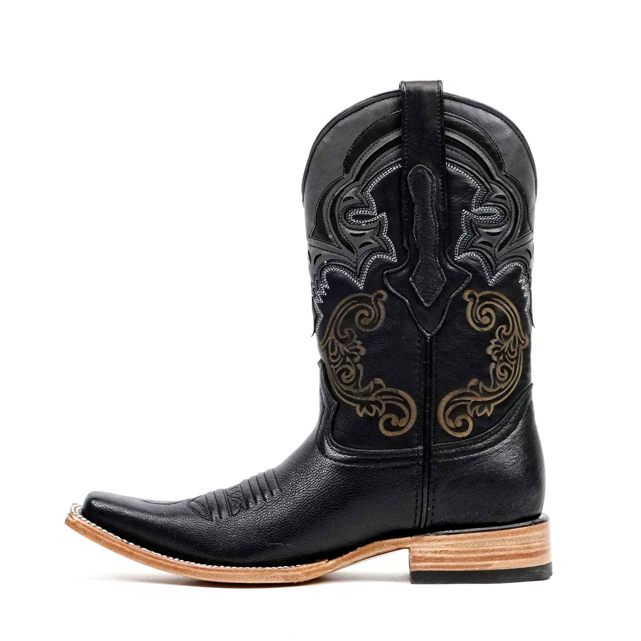 Botas negras de vaquero Rush - Punta recortada (E905)
