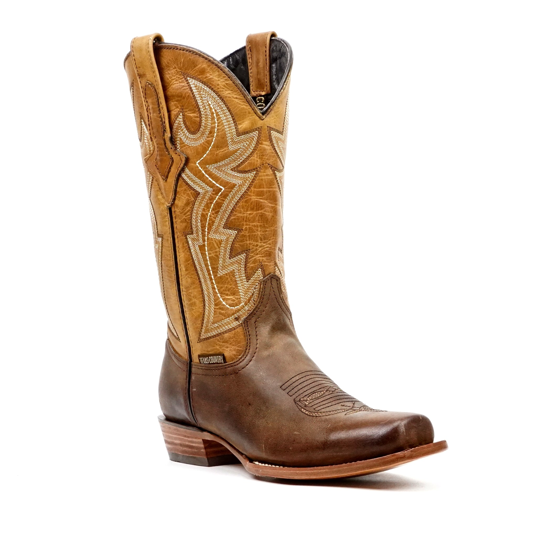 Botas Cowboy Azkar Tan - Punta Cuadrada Estrecha (E906)