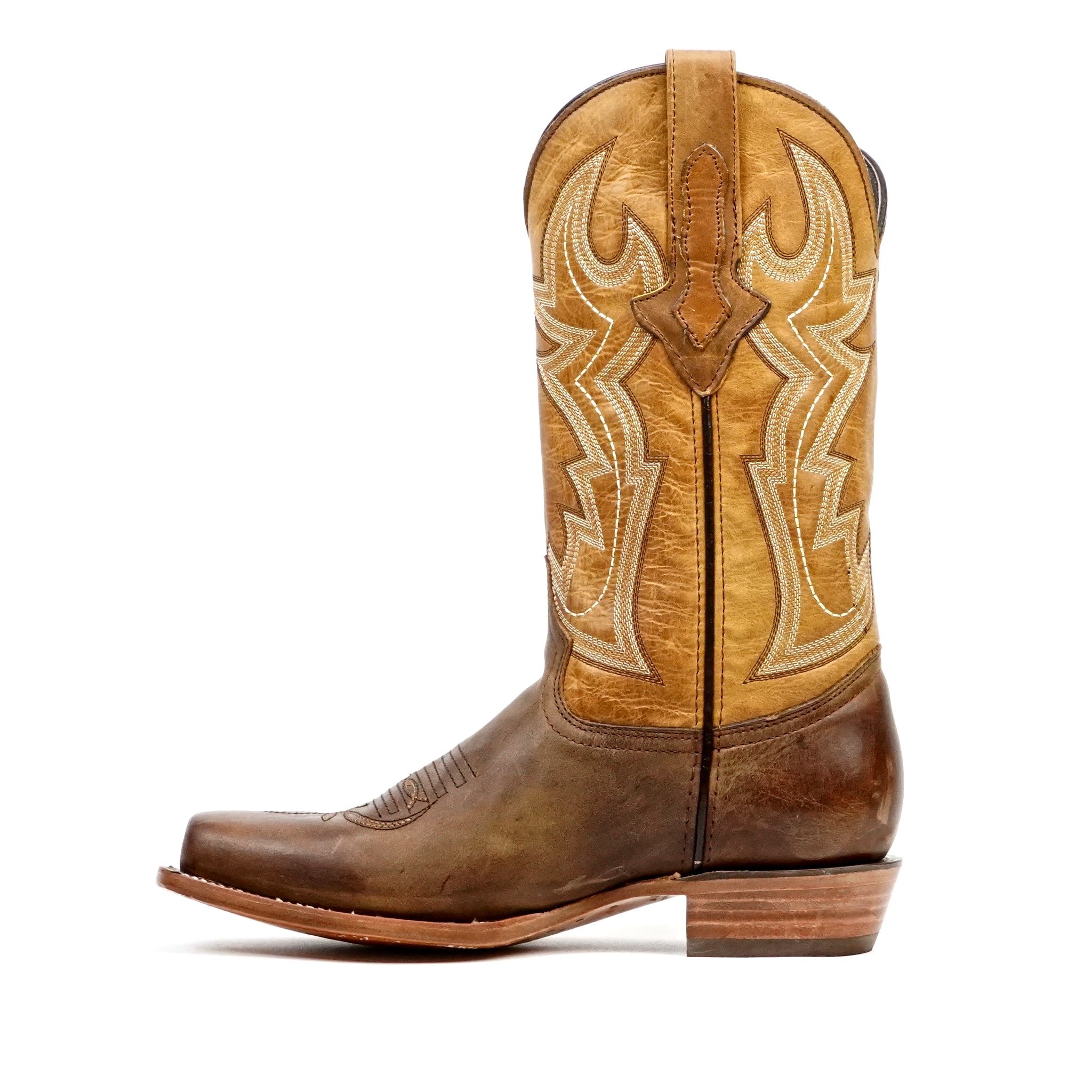 Botas Cowboy Azkar Tan - Punta Cuadrada Estrecha (E906)