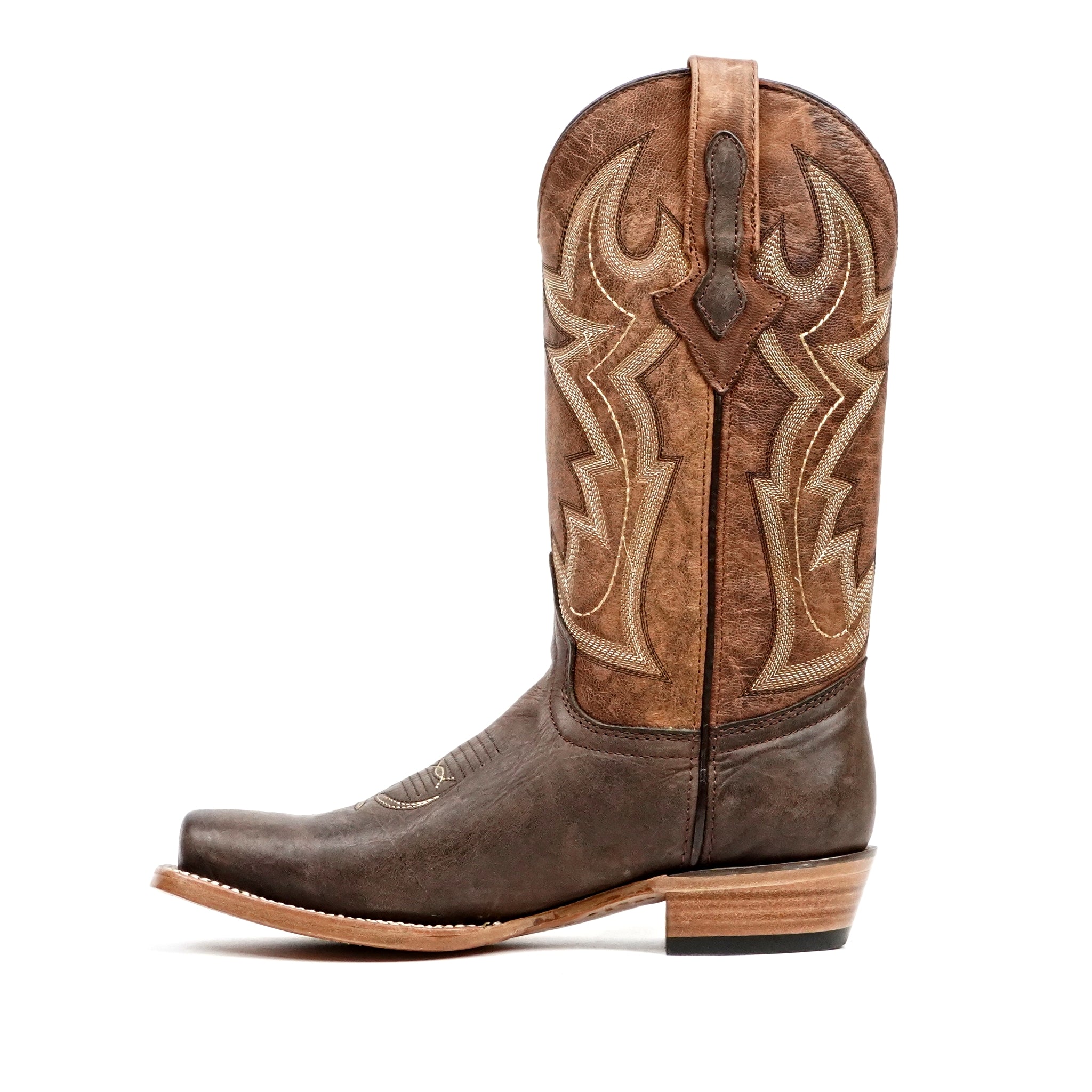 Botas vaqueras Fresno Chocolate - Punta cuadrada estrecha (E906)