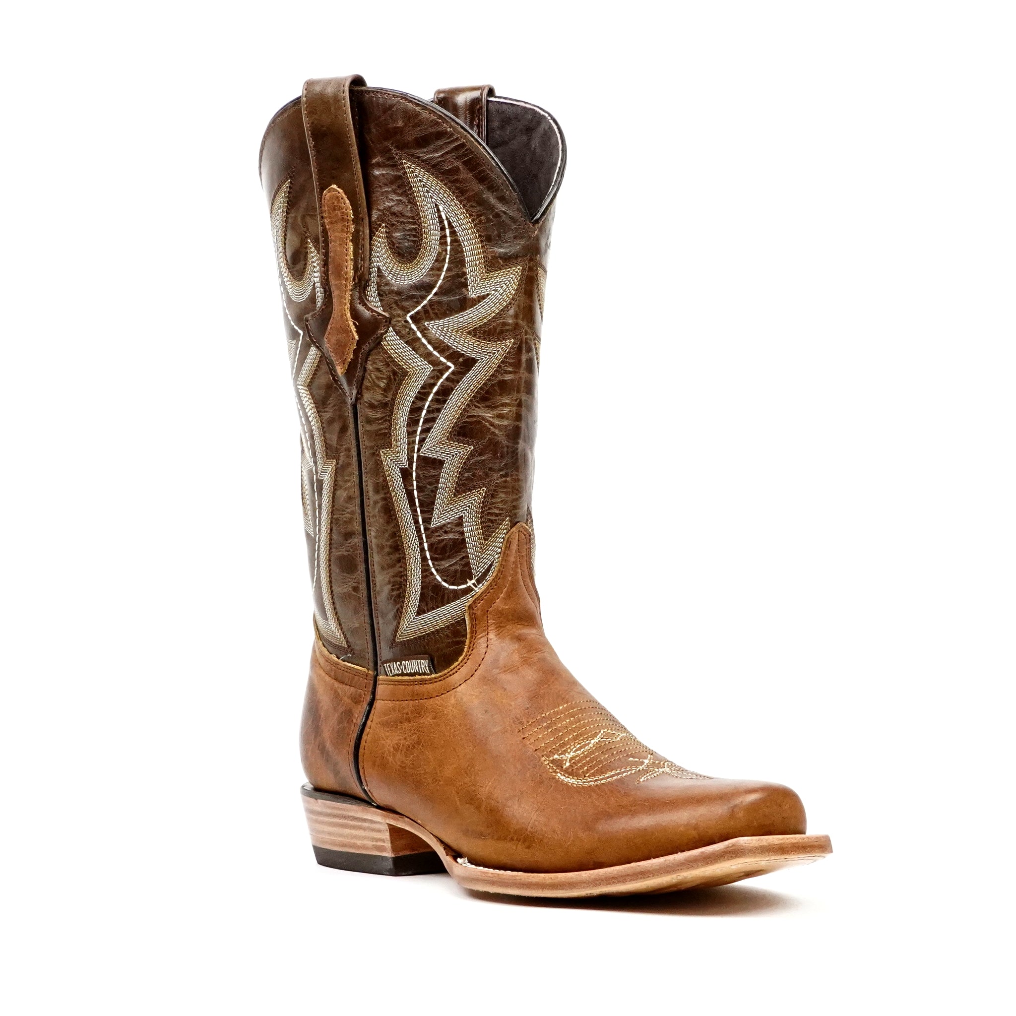 Botas Cowboy Fresno Tan - Punta Cuadrada Estrecha (E906)