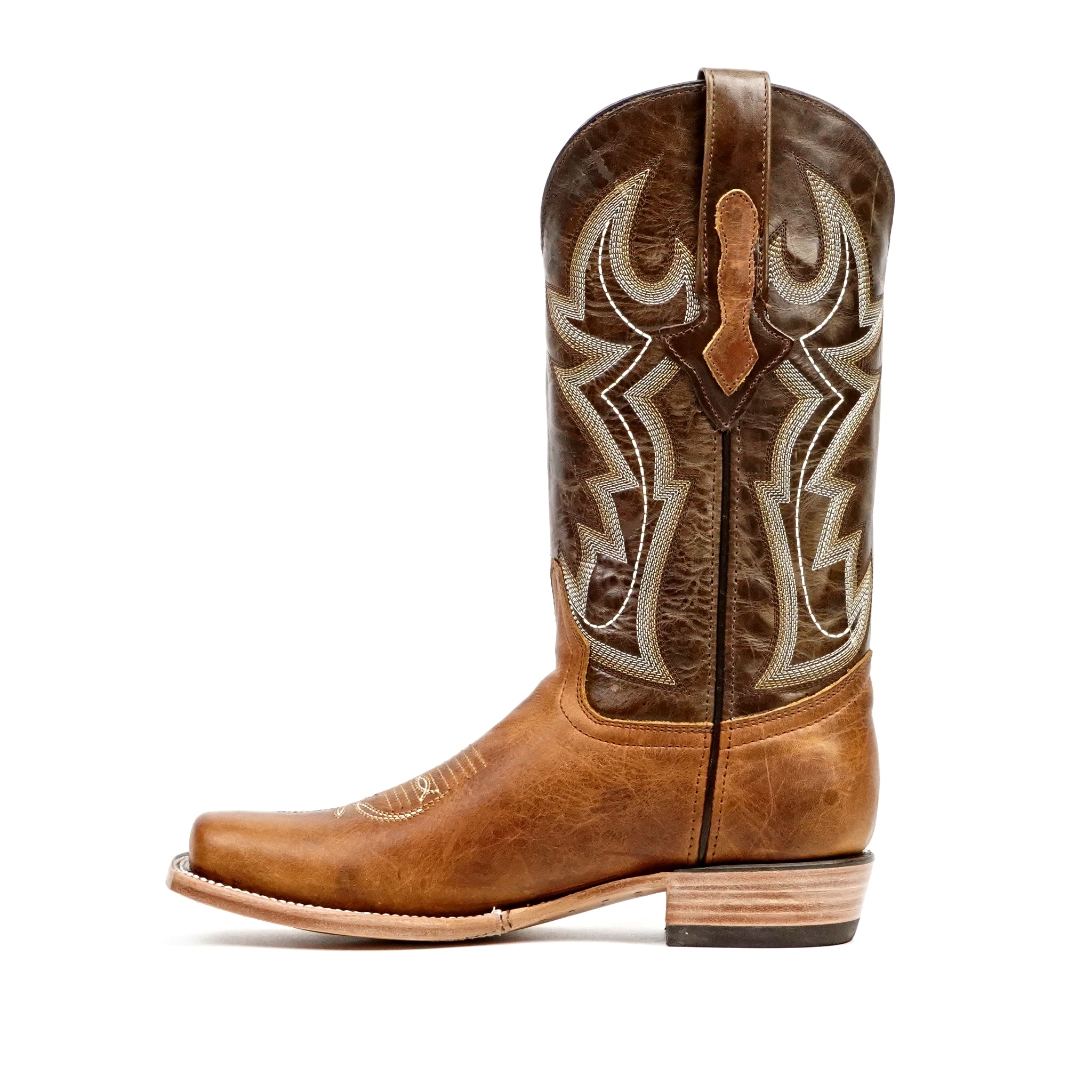 Botas Cowboy Fresno Tan - Punta Cuadrada Estrecha (E906)