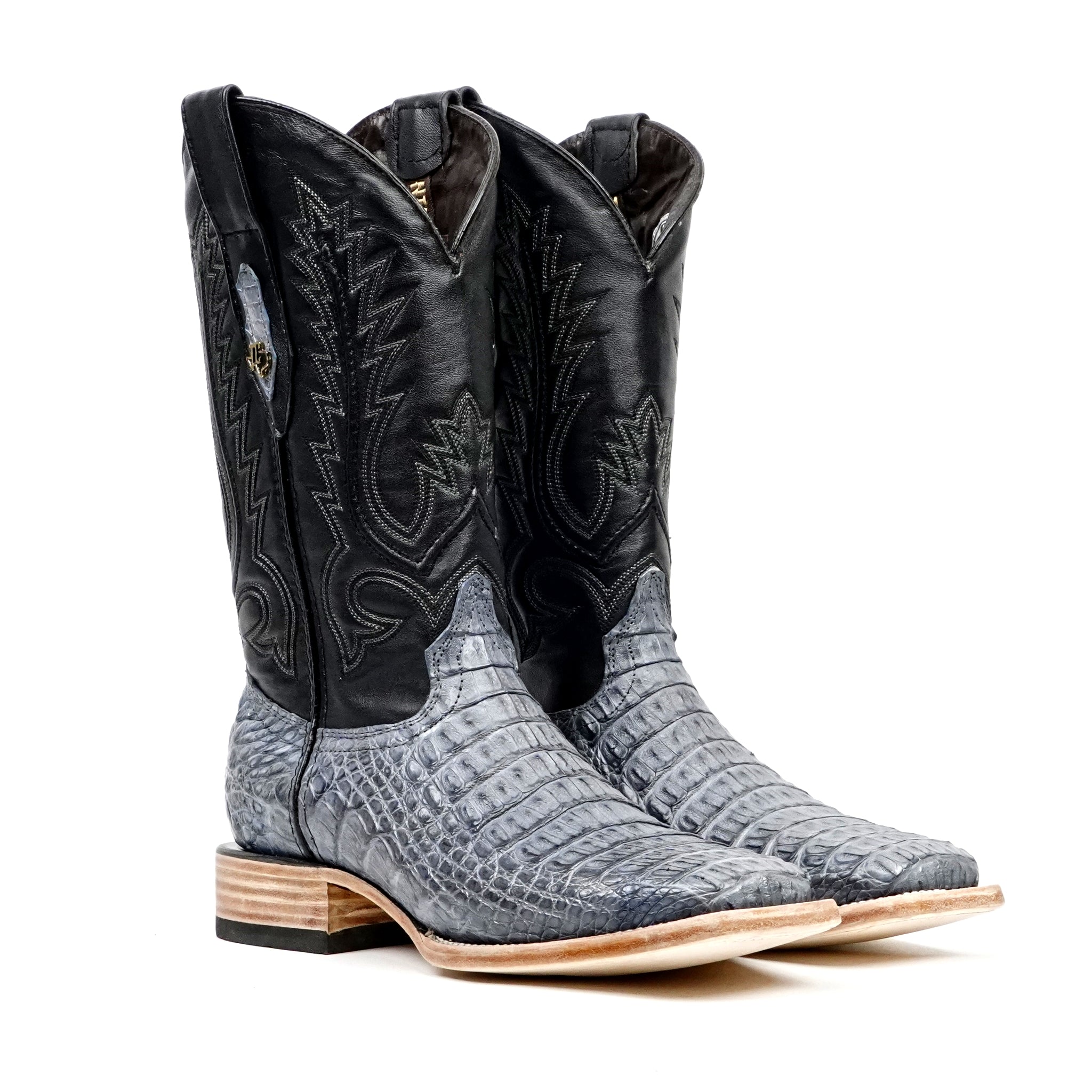 Botas Rhodes Caimán Cuerno de Cocodrilo - Azul Vaquero - Punta Cuadrada (LM10)