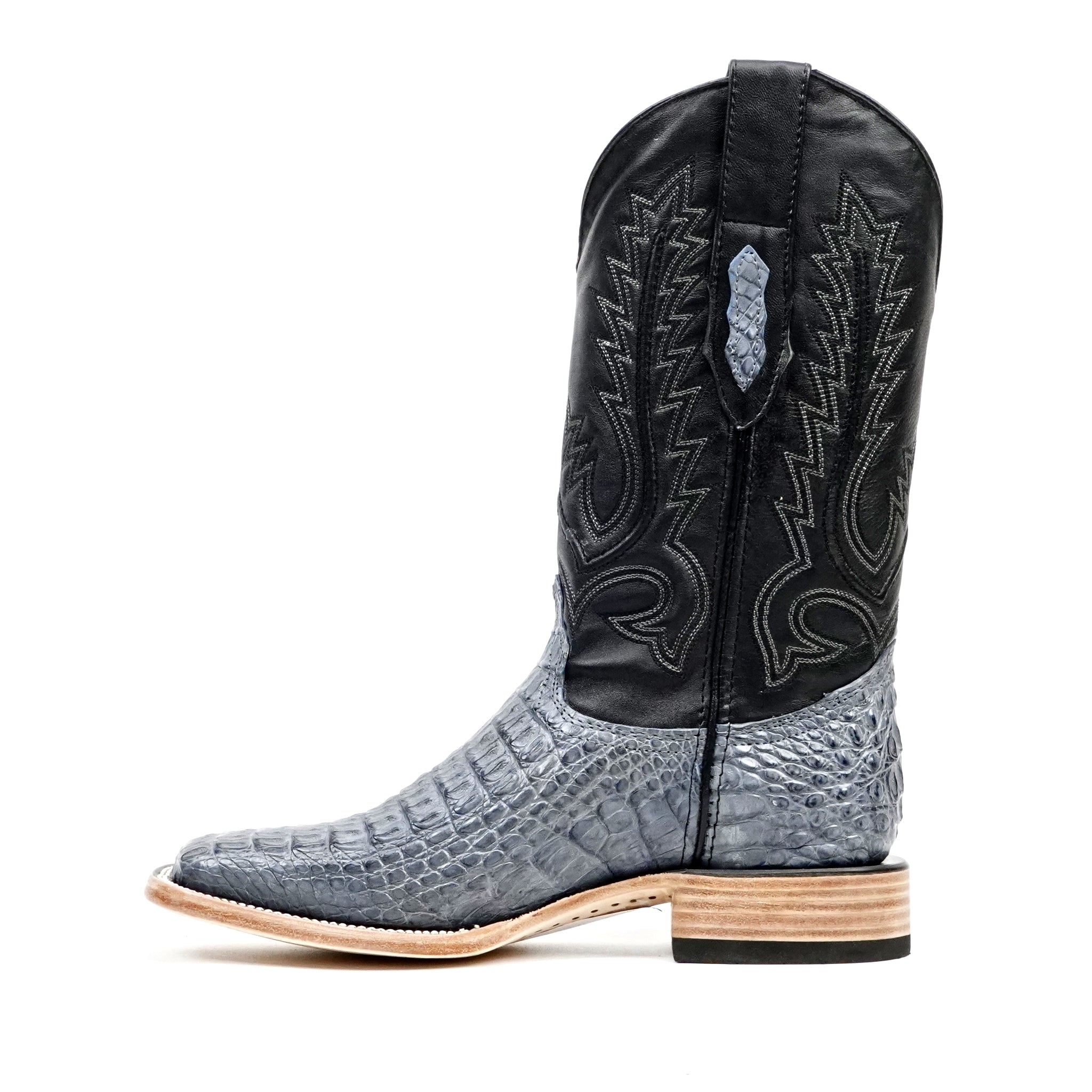 Botas Rhodes Caimán Cuerno de Cocodrilo - Azul Vaquero - Punta Cuadrada (LM10)