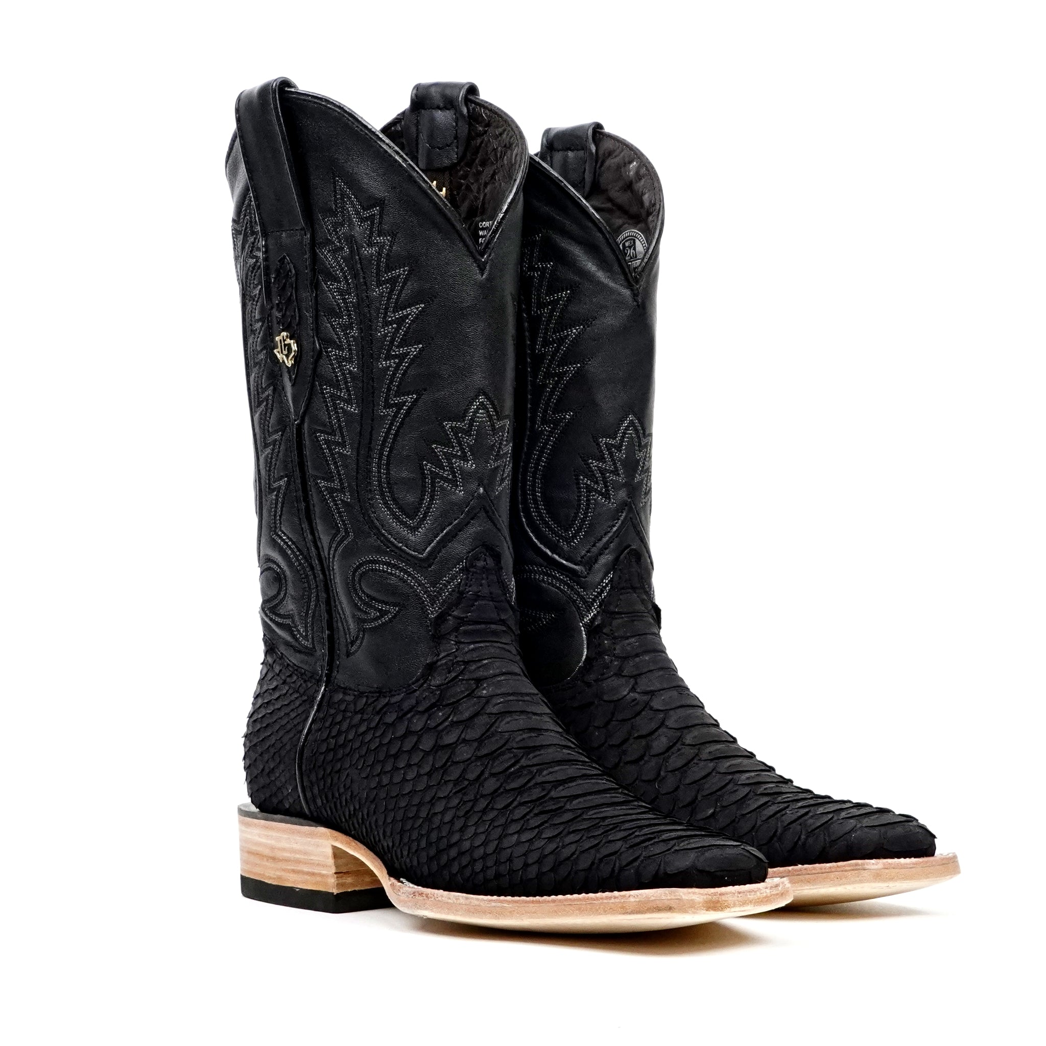 Botas Tanner Python - Negro Mate - Punta Cuadrada (PN30)