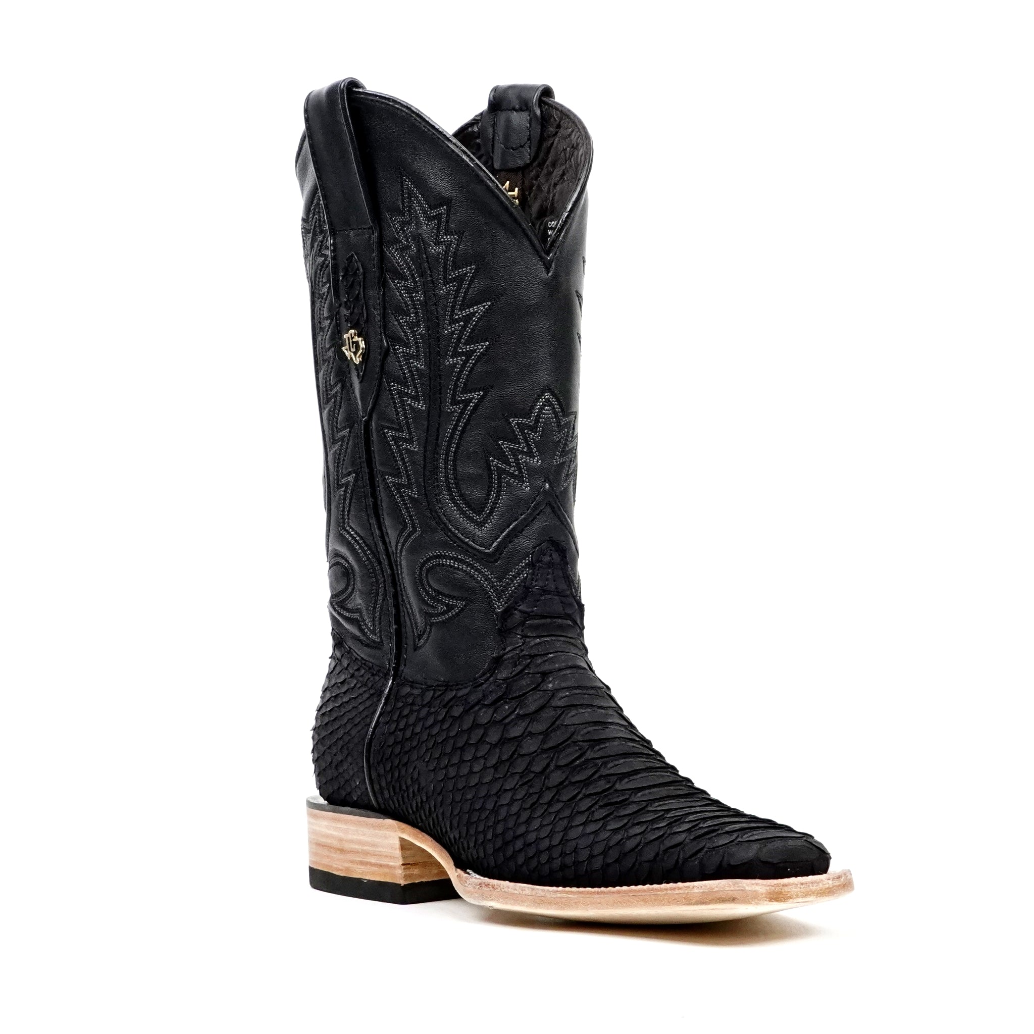 Botas Tanner Python - Negro Mate - Punta Cuadrada (PN30)