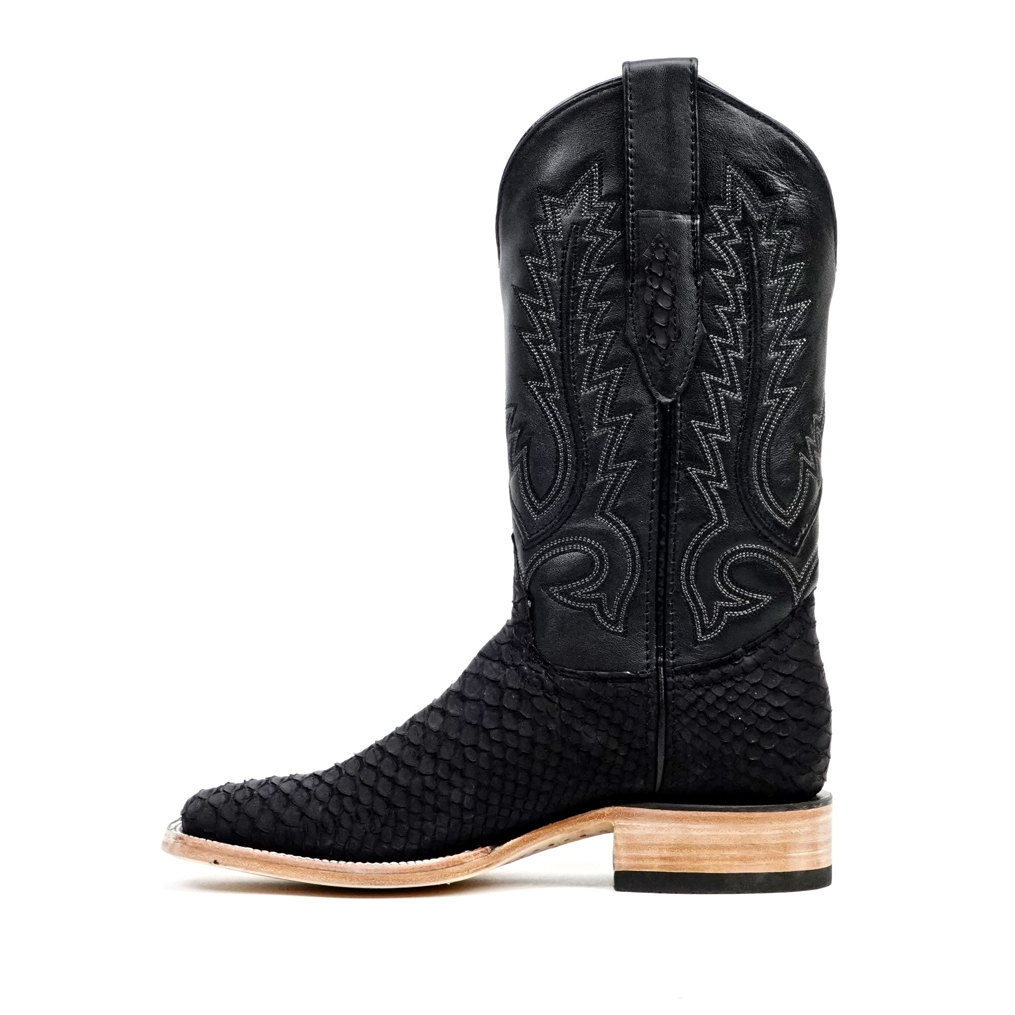 Botas Tanner Python - Negro Mate - Punta Cuadrada (PN30)