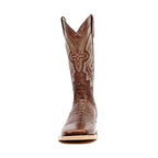 Python Chocolate Boots - Embossed Leather - Square Toe (E425)