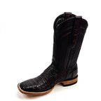Rhodes Caiman Belly Boots - Black Cherry - Square Toe (LM10)
