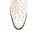 Ostrich Bone Boots - Embossed Leather - Round Toe (E436)