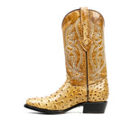 Ostrich Orix Boots - Embossed Leather - Round Toe (E436)