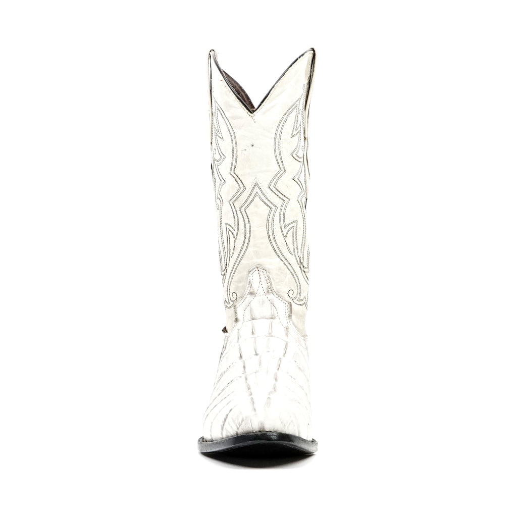 Crocodile Tail Bone Boots - Embossed Leather - Round Toe (E437)