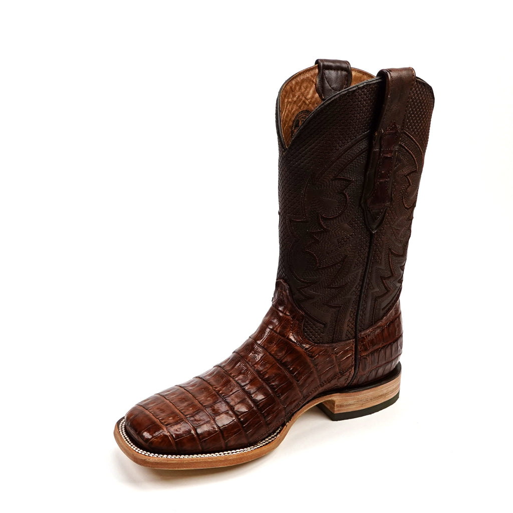 Rhodes Caiman Belly Boots - Brandy - Square Toe (LM10)