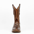 Pirarucu Chocolate Boots - Embossed Leather - Square Toe (E687)