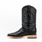 Pirarucu Black Boots - Embossed Leather - Square Toe (E687)