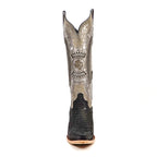 Python Black &amp; Silver Cowgirl Boots - Tall Shaft - Snip Toe (E31)