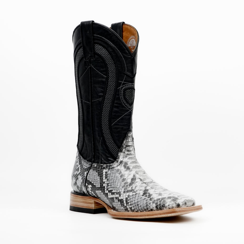Botas Vaqueras Python Natural - Piel Gofrada - Punta Cuadrada (E913)