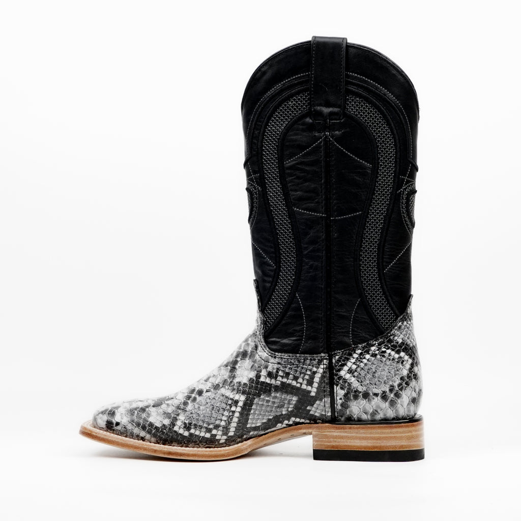 Botas Vaqueras Python Natural - Piel Gofrada - Punta Cuadrada (E913)