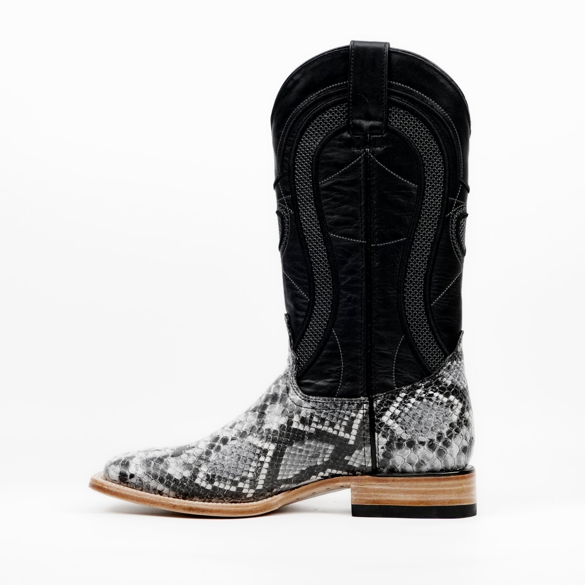 Botas Vaqueras Python Natural - Piel Gofrada - Punta Cuadrada (E913)