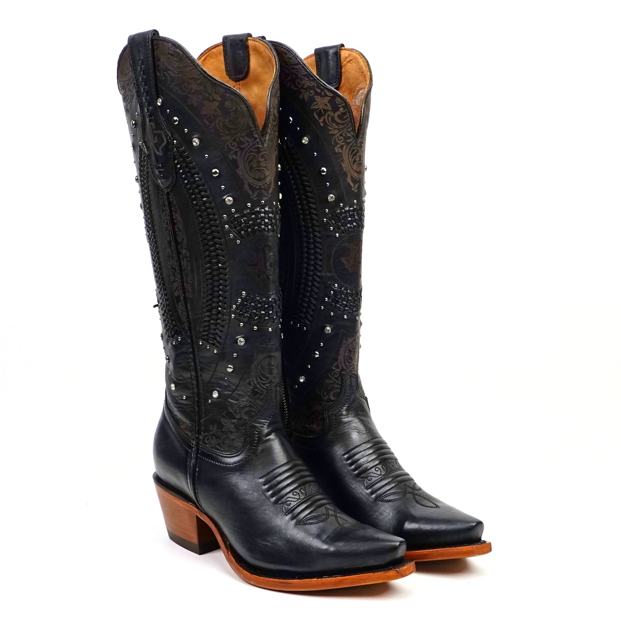 Priscila Cleyton Black Cowgirl Boots - Tall Shaft - Snip Toe (E871)