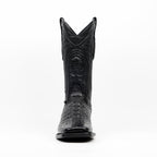 Botas negras de piel de aligátor - Piel repujada - Punta cuadrada (E930)