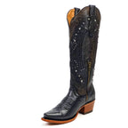 Priscila Cleyton Black Cowgirl Boots - Tall Shaft - Snip Toe (E871)