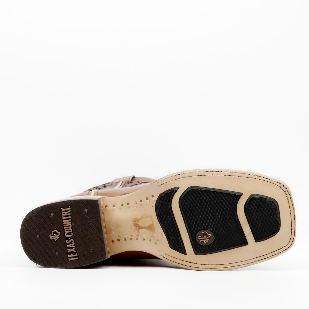 Botas de cowboy Clayton Tobacco - Punta cuadrada (E944)