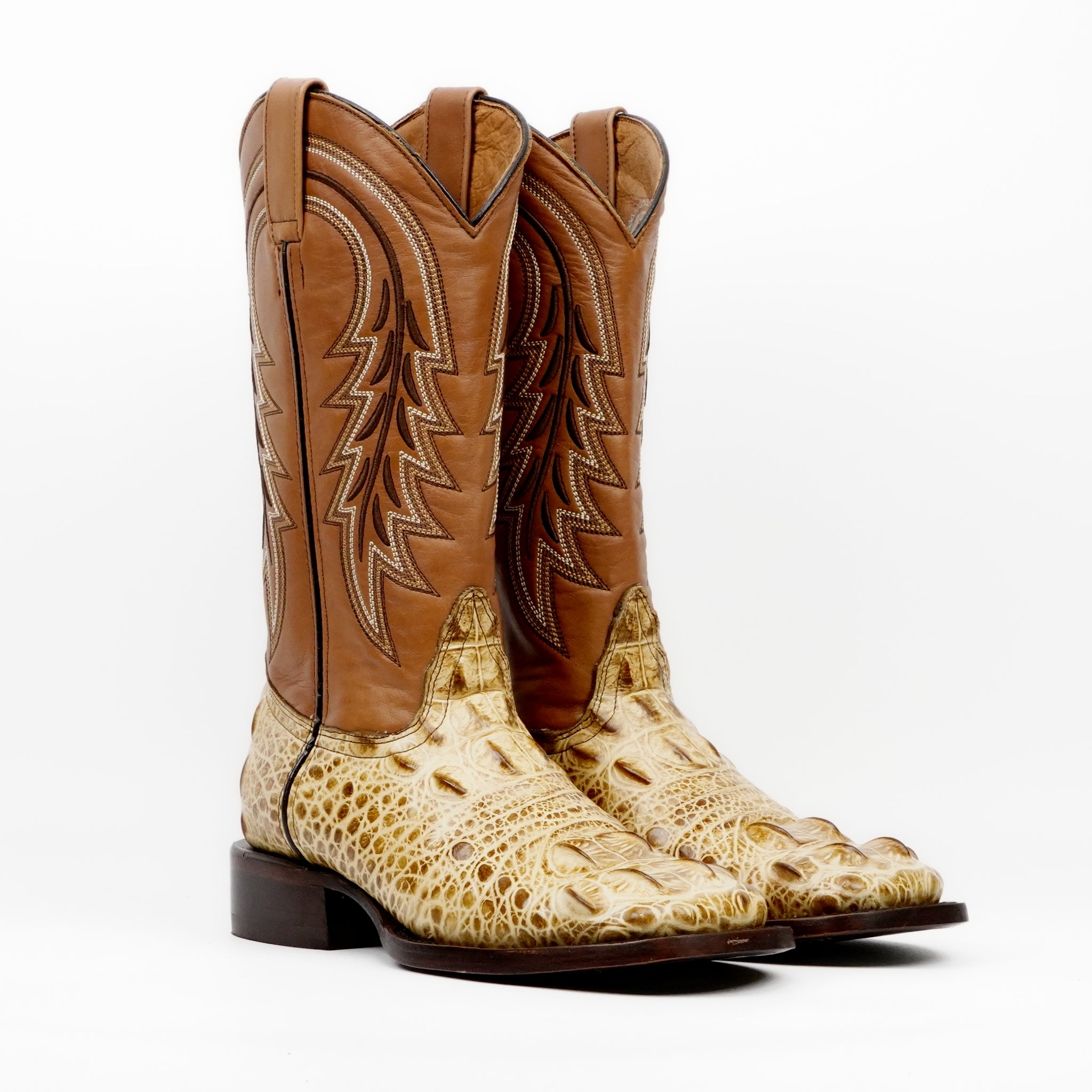 Botas Orix de cabeza de cocodrilo - Piel grabada - Punta cuadrada (E950)