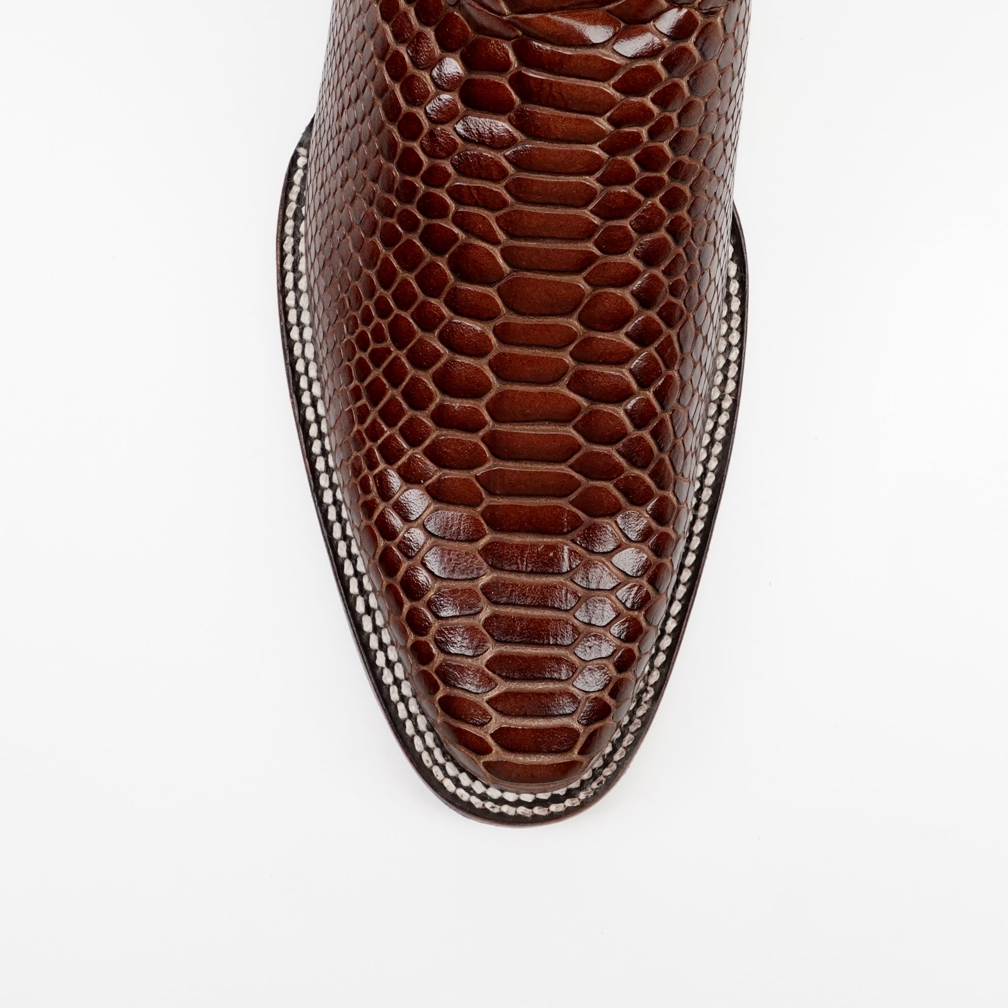 Botas Cognac Serpiente - Piel Grabada - Punta Redonda (E953)