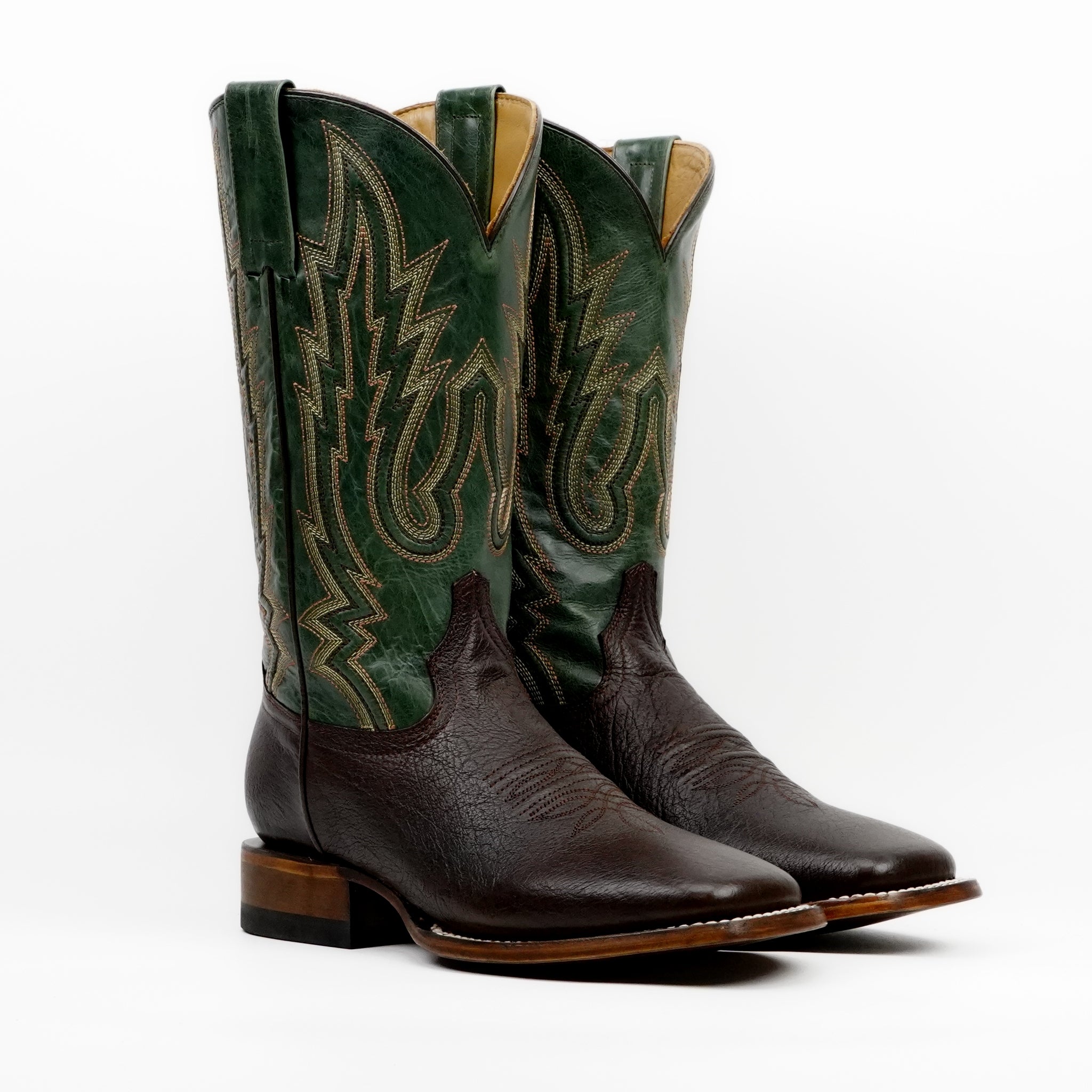 Shrunken Calf Cowboy Boots - Chocolate - Square Toe (TS083)