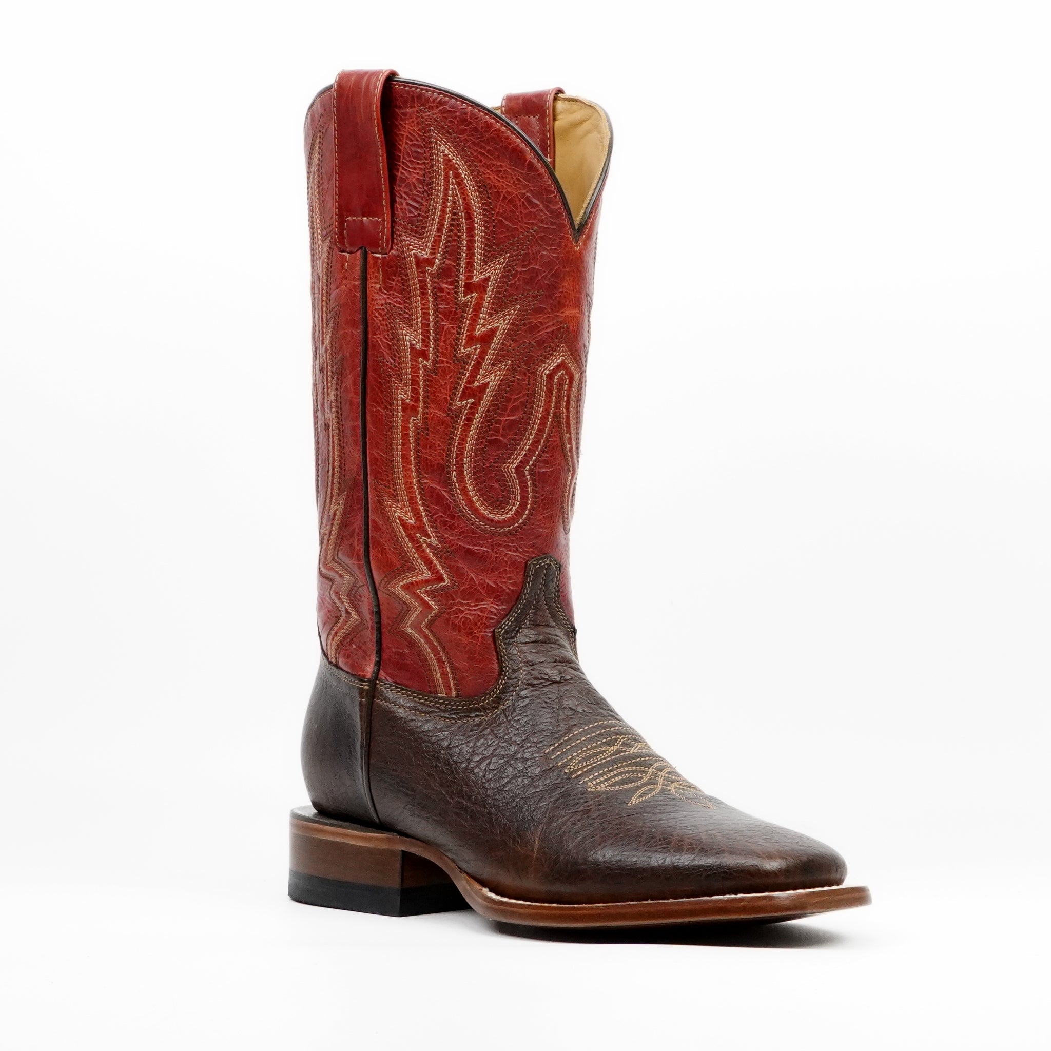 Botas Vaqueras de Becerro Encogido Marrones - Punta Cuadrada (E083)