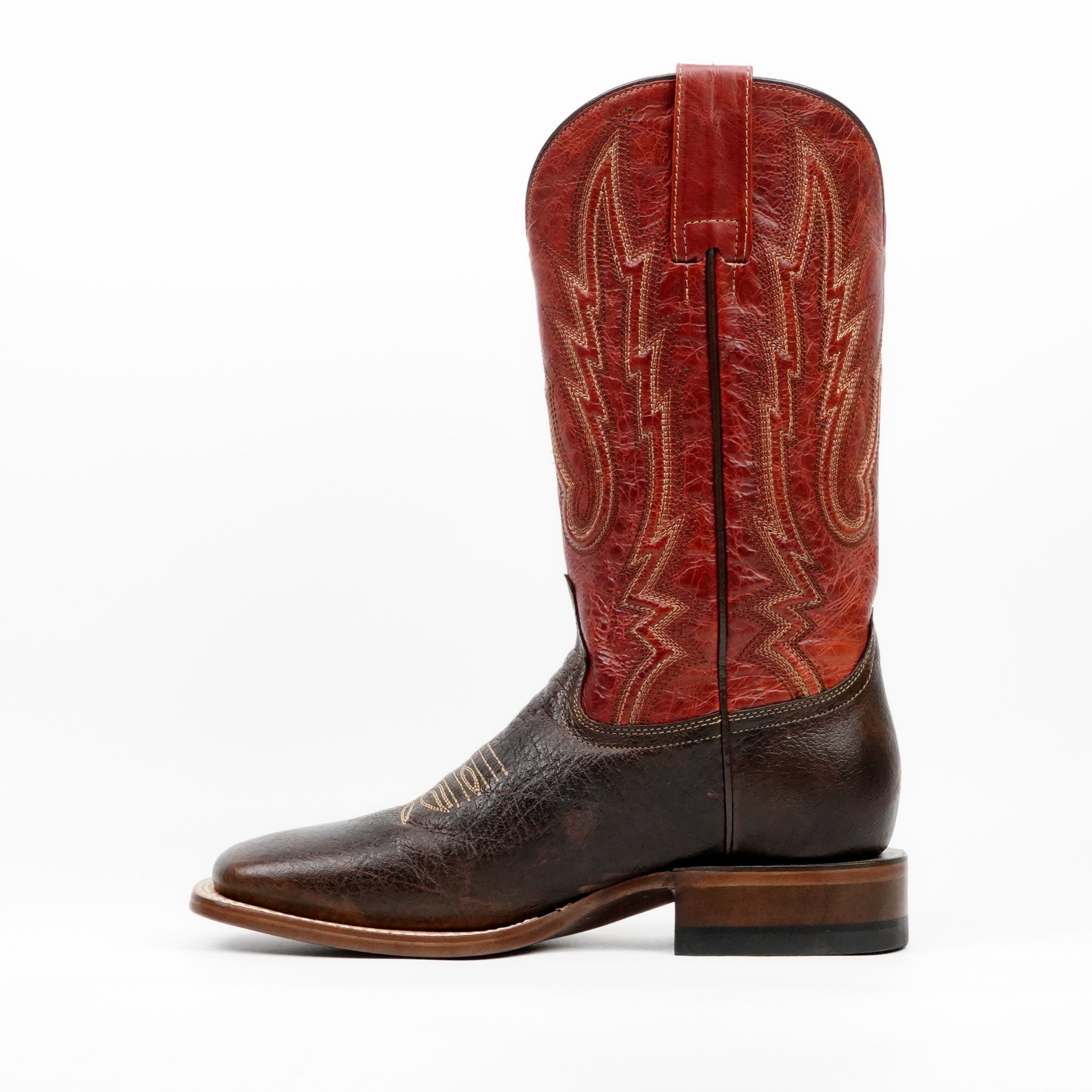 Botas Vaqueras de Becerro Encogido Marrones - Punta Cuadrada (E083)