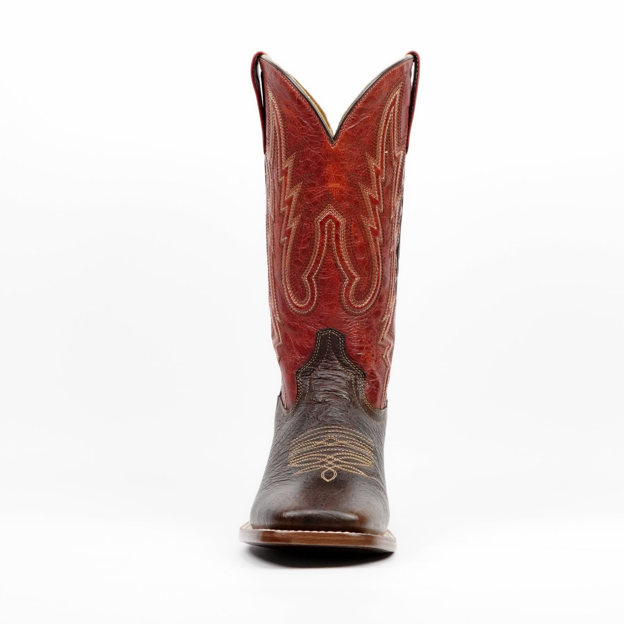 Botas Vaqueras de Becerro Encogido Marrones - Punta Cuadrada (E083)