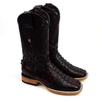 Rhodes Nile Crocodile Tail Boots - Black Cherry - Square Toe (LM10)