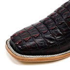Rhodes Nile Crocodile Tail Boots - Black Cherry - Square Toe (LM10)