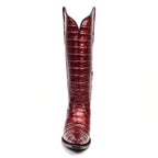 Embossed Alligator Wine Cowgirl Boots - Tall Shaft - Snip Toe (E874)