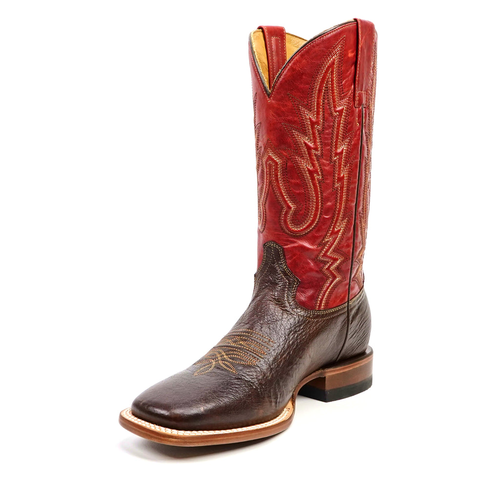 Shrunken Calf Brown Cowboy Boots - Square Toe (E083)