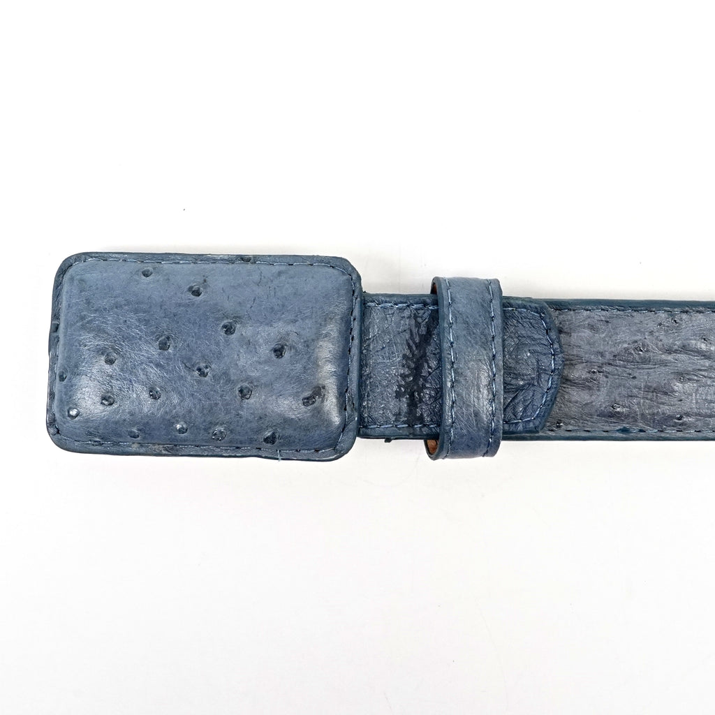 Exotic Full Quilt Ostrich Belt - Denim Blue (C-001)